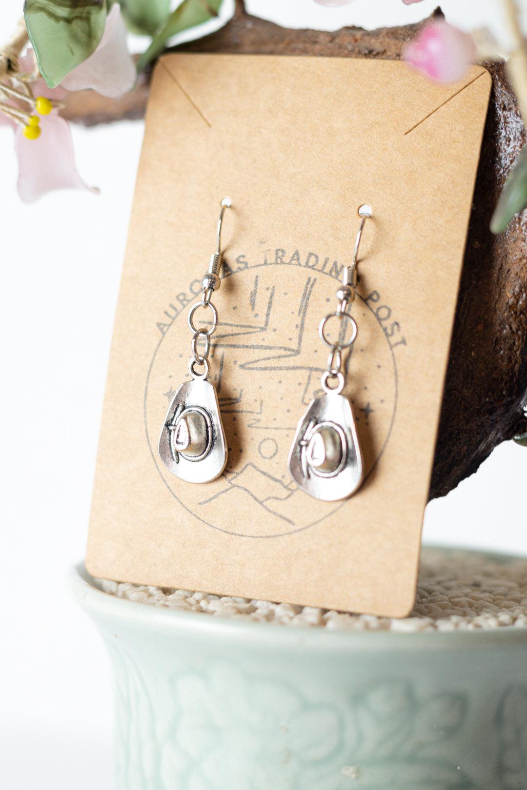Silver Cowboy Hat Earrings - Auroras Trading Post
