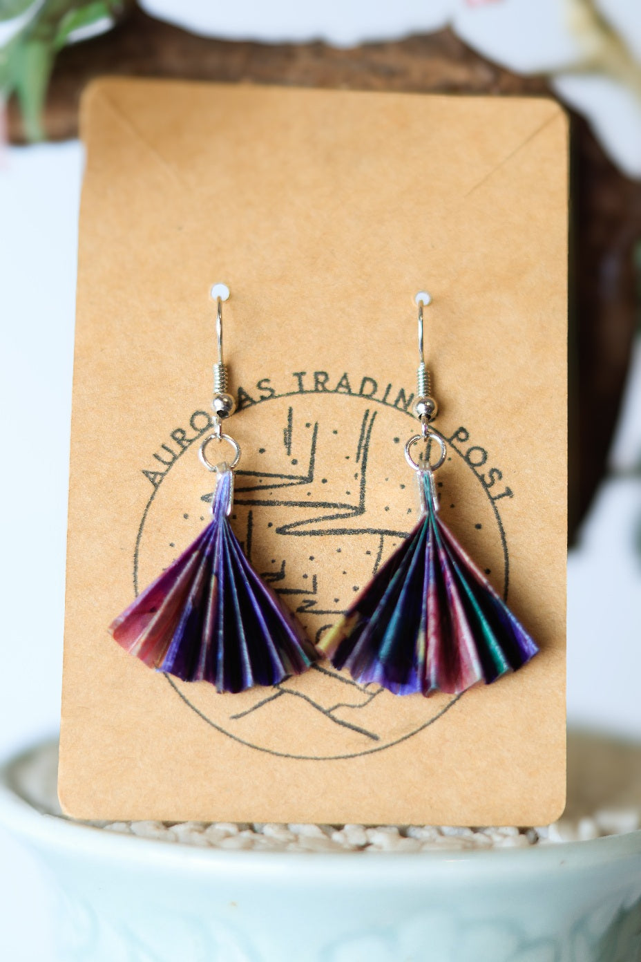 Origami Fan Earrings - Auroras Trading Post