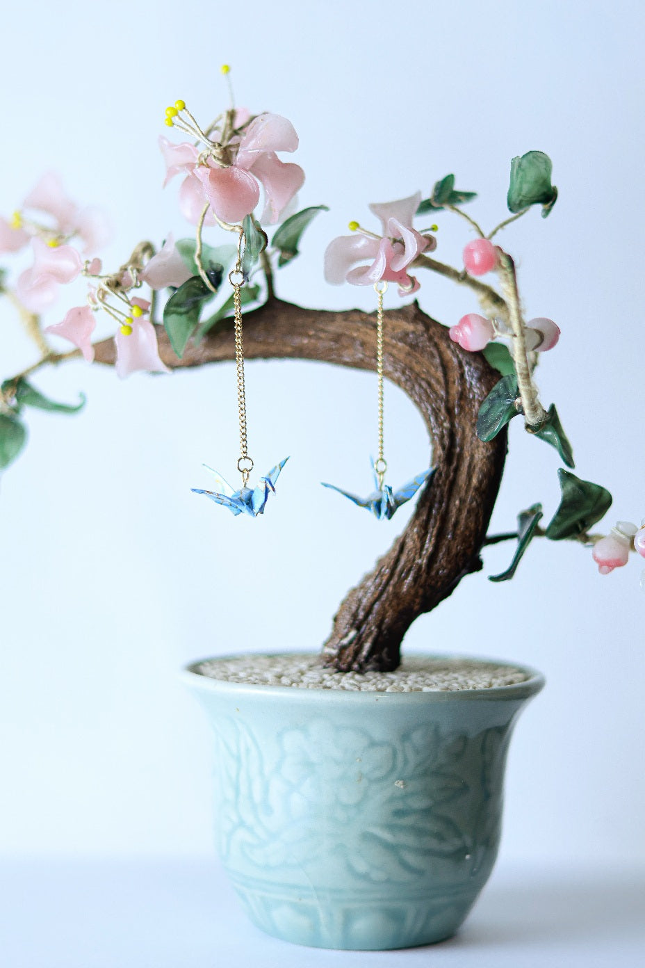 Blue Origami Crane Earrings - Auroras Trading Post