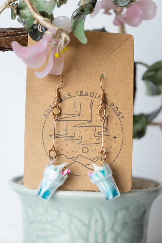 Blue Milkshake Dangle Earrings - Auroras Trading Post