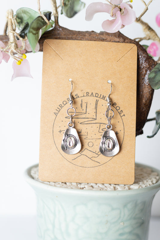 Silver Cowboy Hat Earrings - Auroras Trading Post