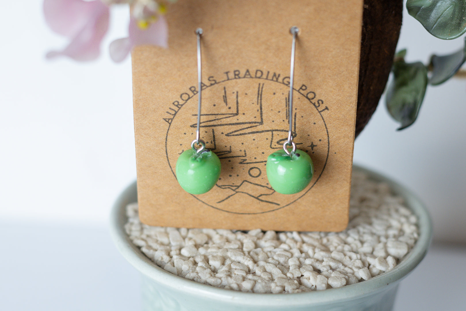 Green Apple Earrings - Auroras Trading Post