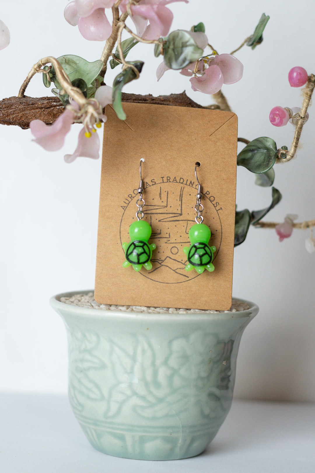 Green Turtle Earrings - Auroras Trading Post