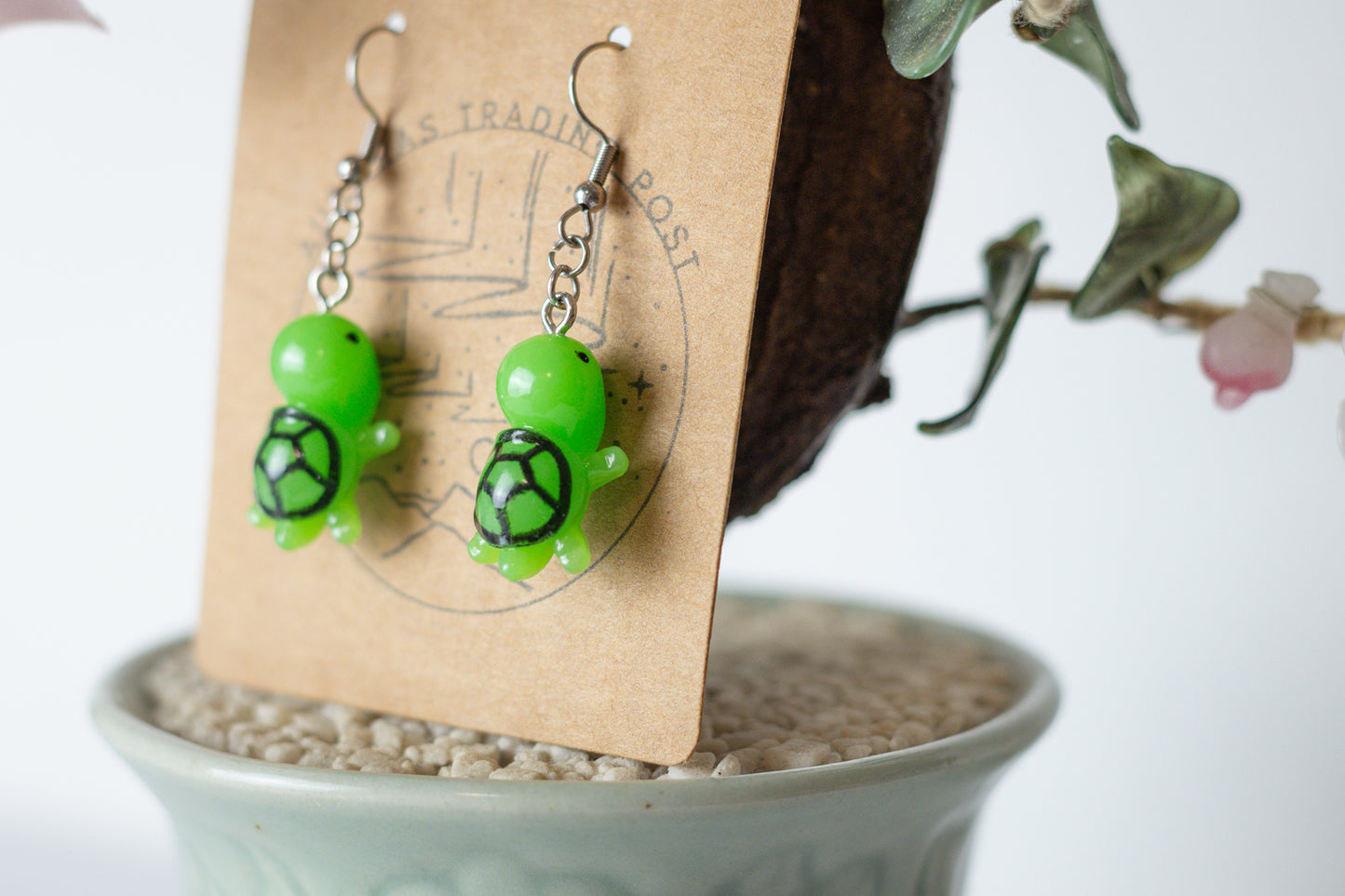 Green Turtle Earrings - Auroras Trading Post