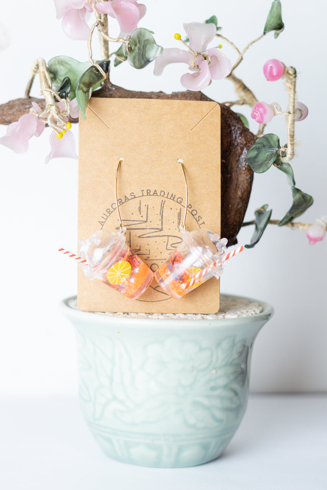 Orange Summer Drink Earrings - Auroras Trading Post