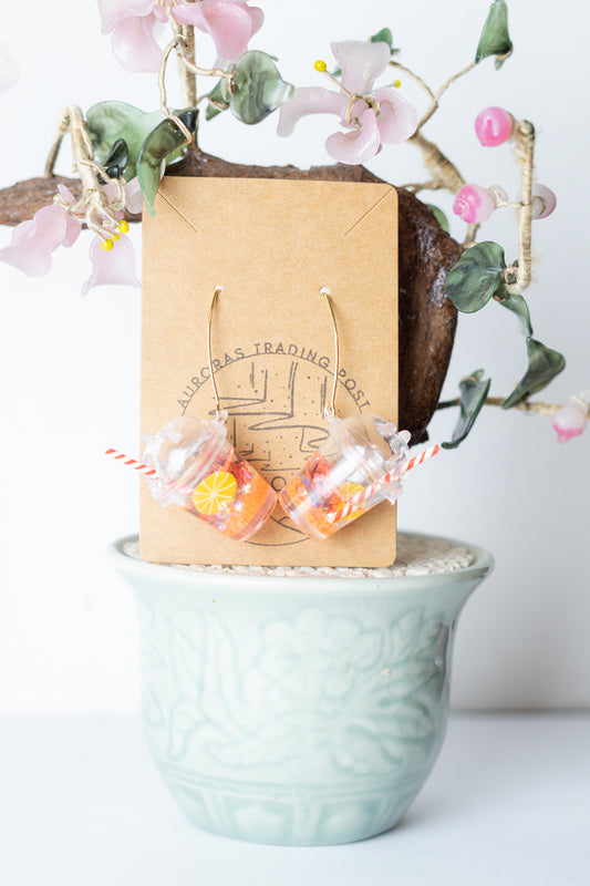 Orange Summer Drink Earrings - Auroras Trading Post