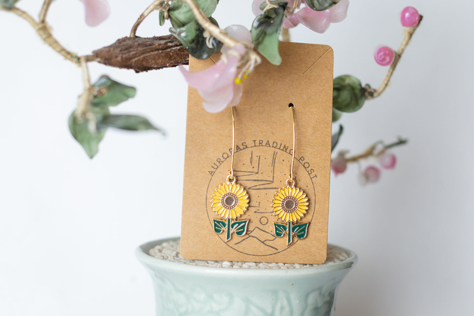 Sunflower Charm Earrings - Auroras Trading Post