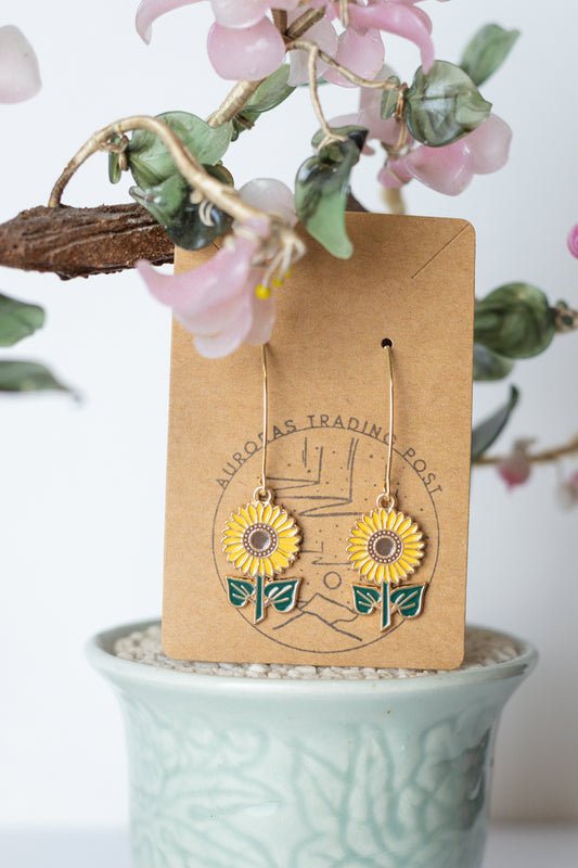 Sunflower Charm Earrings - Auroras Trading Post