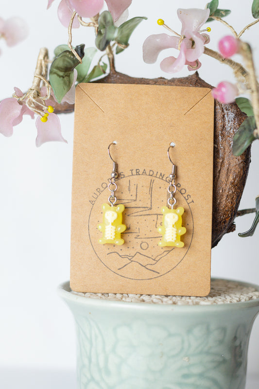 Yellow Skeleton Gummy Bear Earrings - Auroras Trading Post