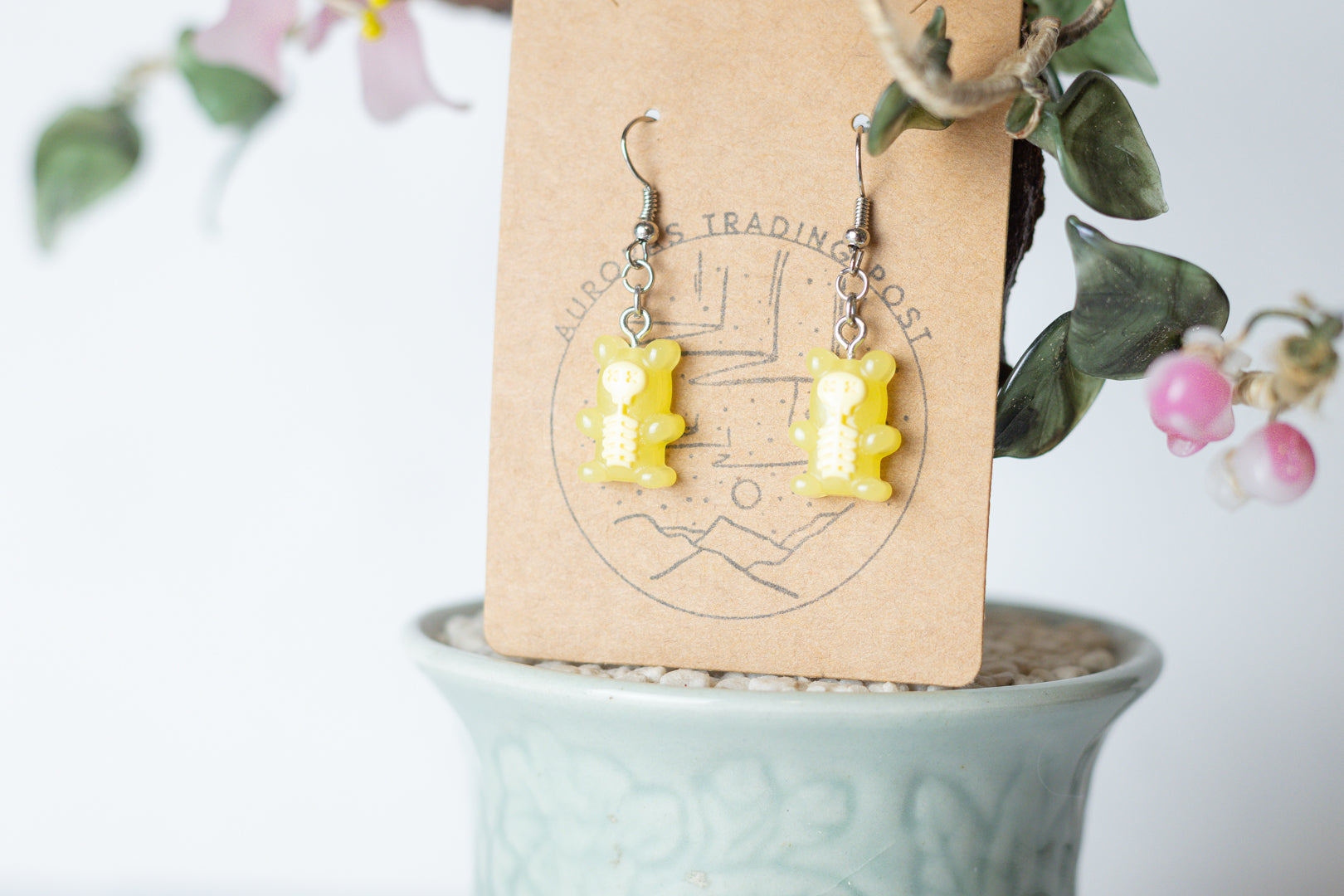 Yellow Skeleton Gummy Bear Earrings - Auroras Trading Post